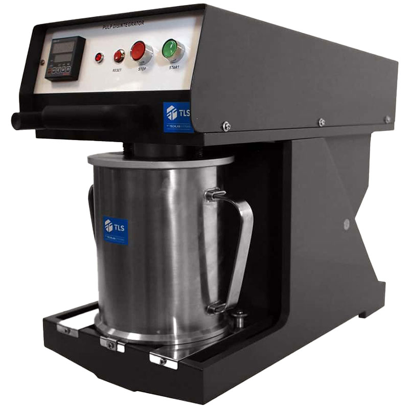 Closed pulp disintegrator machine with control panel and secured stainless steel container.